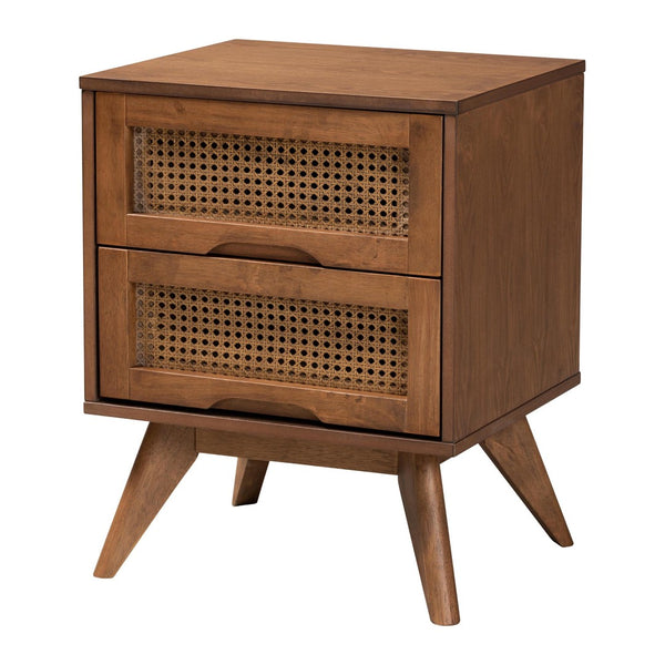 Baxton Studio Baxton Studio Asami Mid-Century Modern Walnut Bedroom Set with Woven Rattan & Adjustable Headboard Queen 3-Piece Asami-Ash Walnut Rattan-Queen 3PC Bedroom Set