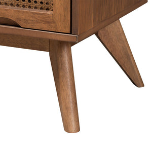 Baxton Studio Baxton Studio Asami Mid-Century Modern Walnut Bedroom Set with Woven Rattan & Adjustable Headboard Queen 3-Piece Asami-Ash Walnut Rattan-Queen 3PC Bedroom Set