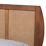 Baxton Studio Asami Mid-Century Modern Walnut Brown Finished Wood and Woven Rattan King Size 3-Piece Bedroom Set