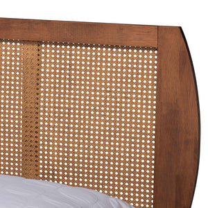 Baxton Studio Baxton Studio Asami Mid-Century Modern Walnut Bedroom Set with Woven Rattan & Adjustable Headboard Queen 5-Piece Asami-Ash Walnut Rattan-Queen 5PC Bedroom Set
