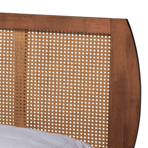 Baxton Studio Baxton Studio Asami Mid-Century Modern Walnut Bedroom Set with Woven Rattan & Adjustable Headboard Queen 4-Piece Asami-Ash Walnut Rattan-Queen 4PC Bedroom Set