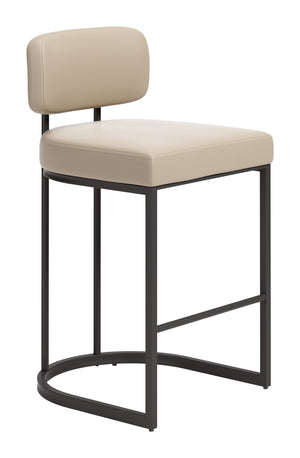 Zuo Modern Velar Faux Leather Counter Stools Set of 2 with Steel Frame for Kitchen Islands 111183