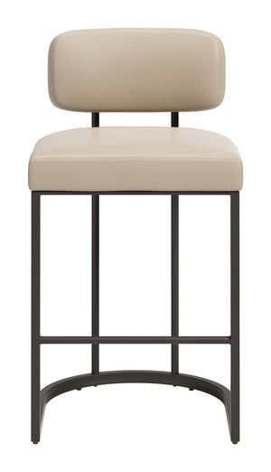 Velar Faux Leather Counter Stools Set of 2 with Steel Frame for Kitchen Islands