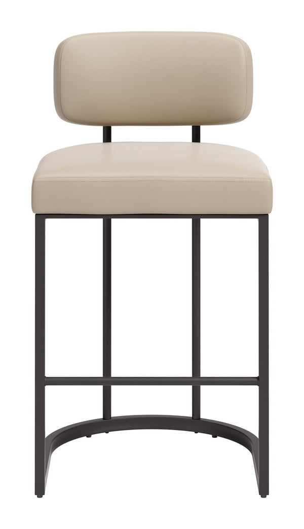 Velar Faux Leather Counter Stools Set of 2 with Steel Frame for Kitchen Islands