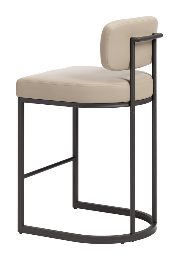 Velar Faux Leather Counter Stools Set of 2 with Steel Frame for Kitchen Islands