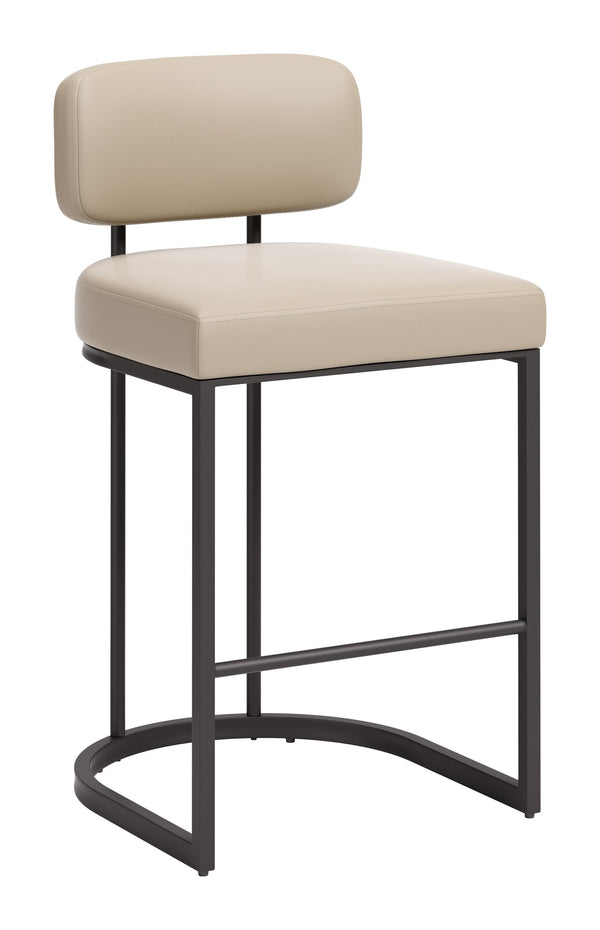 Velar Faux Leather Counter Stools Set of 2 with Steel Frame for Kitchen Islands