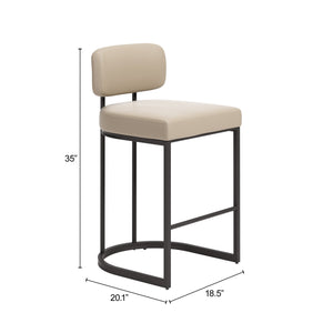 Velar Faux Leather Counter Stools Set of 2 with Steel Frame for Kitchen Islands