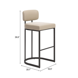 Velar Faux Leather Barstools Set of 2 with Steel Legs for Kitchen or Home Bar