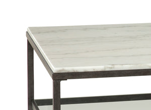 Basset Mirror Whitman Round Cocktail Table - Elegant Bronze & Ivory Marble With Glass Shelf & Functional Casters White Metal,Marble,Glass 1112-lr-100