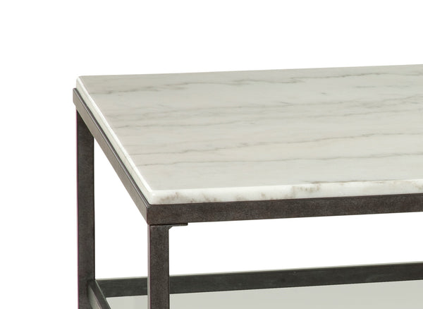 Basset Mirror Whitman Round Cocktail Table - Elegant Bronze & Ivory Marble With Glass Shelf & Functional Casters White Metal,Marble,Glass 1112-lr-100