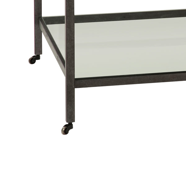 Basset Mirror Whitman Round Cocktail Table - Elegant Bronze & Ivory Marble With Glass Shelf & Functional Casters White Metal,Marble,Glass 1112-lr-100