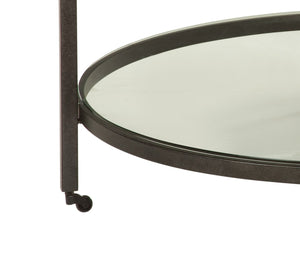 Basset Mirror Whitman Round Cocktail Table - Elegant Bronze & Ivory Marble With Glass Shelf & Functional Casters White Metal,Marble,Glass 1112-lr-120