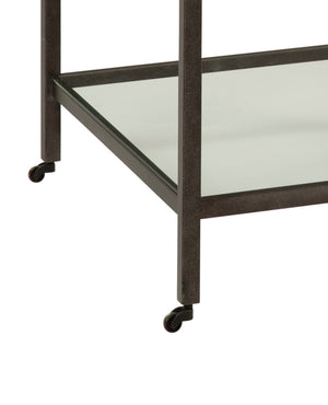Basset Mirror Whitman Stylish End Table With Bronze And Ivory Marble Top And Glass Shelf For Modern Decor White Metal,Marble,Glass 1112-lr-200