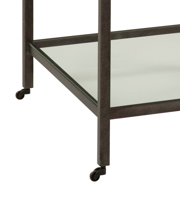 Basset Mirror Whitman Stylish End Table With Bronze And Ivory Marble Top And Glass Shelf For Modern Decor White Metal,Marble,Glass 1112-lr-200