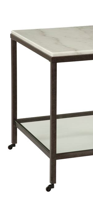 Basset Mirror Whitman Stylish End Table With Bronze And Ivory Marble Top And Glass Shelf For Modern Decor White Metal,Marble,Glass 1112-lr-200
