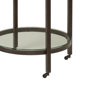 Basset Mirror Whitman Stylish End Table With Bronze And Ivory Marble Top And Glass Shelf For Modern Decor White Metal,Marble,Glass 1112-lr-220