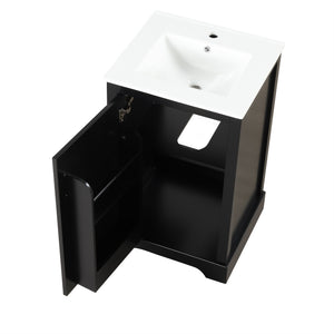 English Elm 20" Modern Bathroom Vanity With Soft-Close Door, Adjustable Shelf & Stylish Black Finish For Storage N725P351852B
