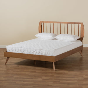 Baxton Studio Baxton Studio Modern Walnut Brown Platform Bed with Spindle Headboard for Stylish Bedrooms Emiko Full Emiko-Ash Walnut-Full