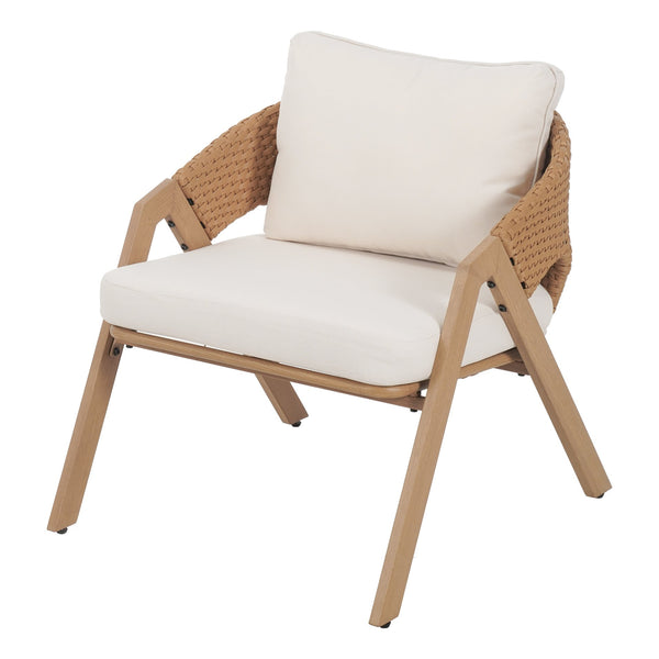 English Elm Christopher Knight Home® - Patio Weather-Resistant Wicker Chairs with Removable Water-Repellent Cushions, Durable Steel Frame Set Teak,White 39.5 L x 27 W x 16.5 H N776P271809B