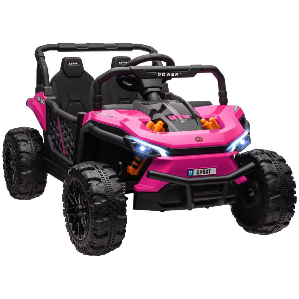 English Elm Qaba 12v Dual Motor Kids Ride on Utv Off Road Electric Car with Remote Control Pink W2225P249881