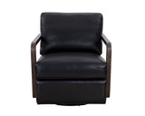 Castell Swivel Lounge Chair - Brown - Cortina Black Leather 111248 Sunpan