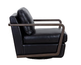 Castell Swivel Lounge Chair - Brown - Cortina Black Leather 111248 Sunpan