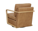 Castell Swivel Lounge Chair - Rustic Oak - Ludlow Sesame Leather 111249 Sunpan