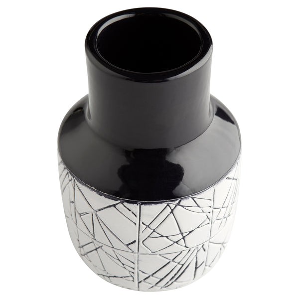 Dark Zenith Vase Blue and White 11124 Cyan Design