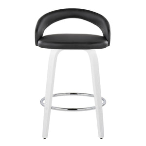 English Elm Fixed-height Swivel Counterstools with Faux Leather Seats and Chrome Footrest Set of 2 B202S01832