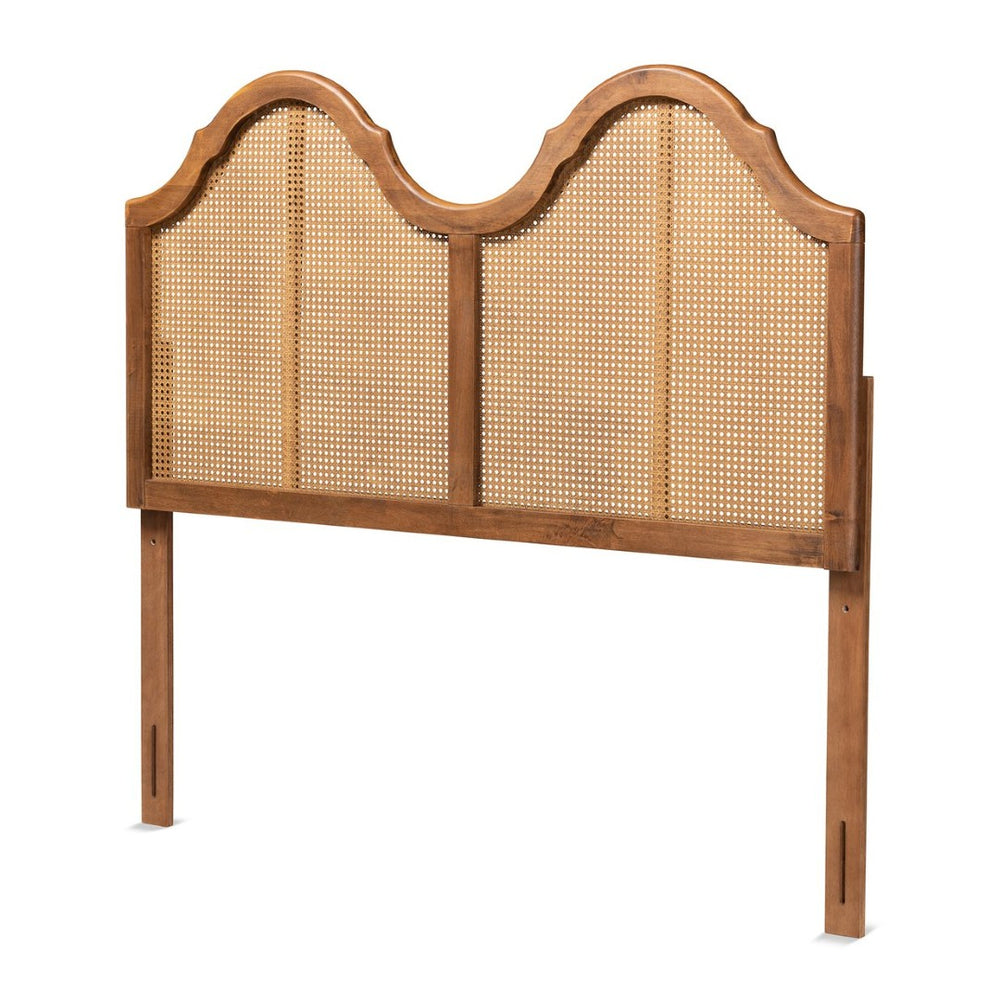 Baxton Studio Baxton Studio Hazel Vintage Arched Headboard in Ash Walnut with Woven Rattan for Timeless Charm Full MG9739-1-Ash Walnut Rattan-HB-Full
