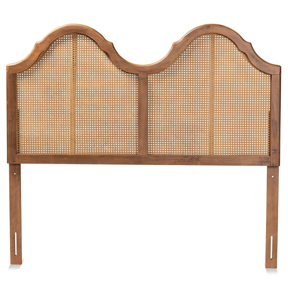 Baxton Studio Baxton Studio Hazel Vintage Arched Headboard in Ash Walnut with Woven Rattan for Timeless Charm Full MG9739-1-Ash Walnut Rattan-HB-Full