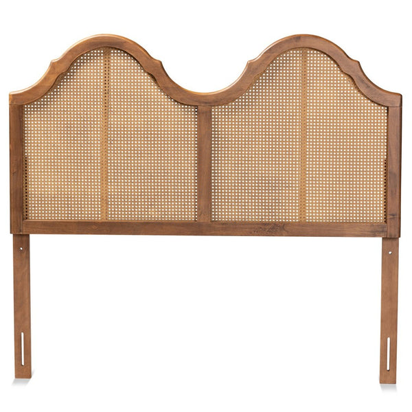 Baxton Studio Baxton Studio Hazel Vintage Arched Headboard in Ash Walnut with Woven Rattan for Timeless Charm Full MG9739-1-Ash Walnut Rattan-HB-Full