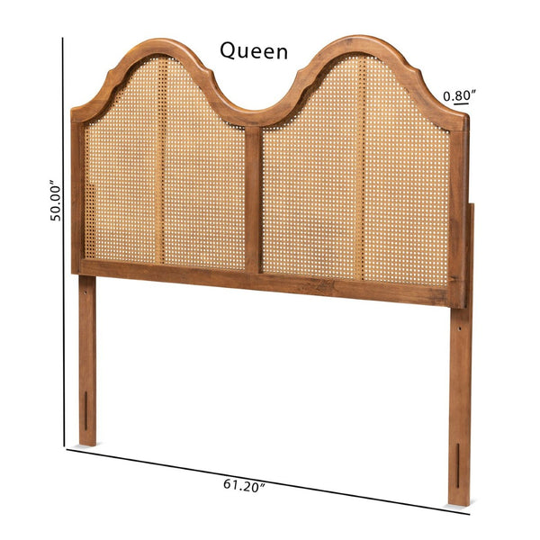 Baxton Studio Baxton Studio Hazel Vintage Arched Headboard in Ash Walnut with Woven Rattan for Timeless Charm Full MG9739-1-Ash Walnut Rattan-HB-Full