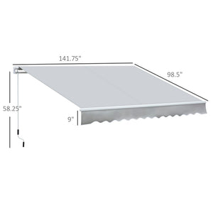 English Elm Outsunny 12' X 8' Manual Retractable Awning – Durable Uv & Water-Resistant Shade For Outdoor Comfort W2225P174169-GIGA