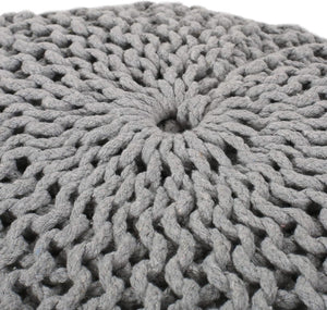 English Elm Yuny Chunky Knit Cotton Round Pouf Footrest for Living Room Bedroom Reading Nook 60493.00GRY