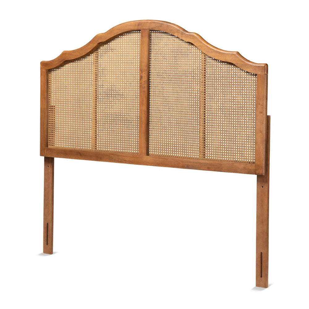 Baxton Studio Baxton Studio Iris Vintage Arched Headboard with Ash Walnut Finish and Woven Rattan for Timeless Charm Queen MG9741-Ash Walnut Rattan-HB-Queen