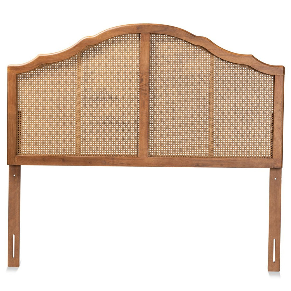 Baxton Studio Baxton Studio Iris Vintage Arched Headboard with Ash Walnut Finish and Woven Rattan for Timeless Charm Queen MG9741-Ash Walnut Rattan-HB-Queen