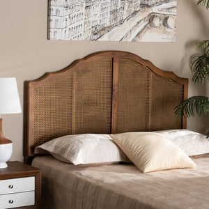 Baxton Studio Baxton Studio Iris Vintage Arched Headboard with Ash Walnut Finish and Woven Rattan for Timeless Charm Queen MG9741-Ash Walnut Rattan-HB-Queen
