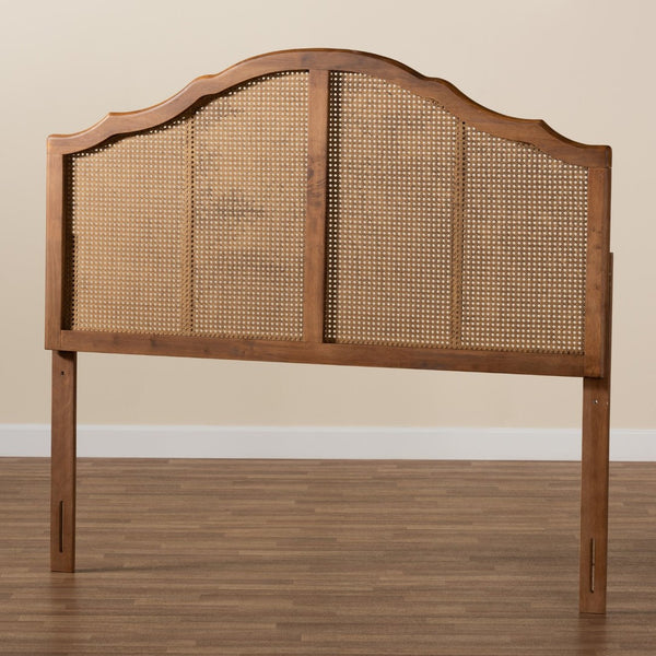 Baxton Studio Baxton Studio Iris Vintage Arched Headboard with Ash Walnut Finish and Woven Rattan for Timeless Charm Queen MG9741-Ash Walnut Rattan-HB-Queen