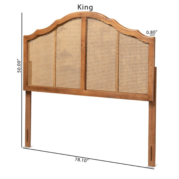Baxton Studio Baxton Studio Iris Vintage Arched Headboard with Ash Walnut Finish and Woven Rattan for Timeless Charm Queen MG9741-Ash Walnut Rattan-HB-Queen