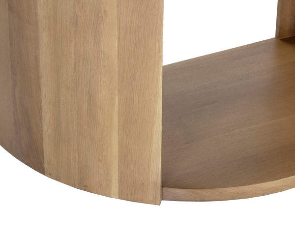 Sunpan Stella Nightstand with White Marble Top Oak Base and Antique Brass Hardware Pull 111326
