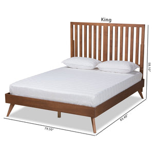 Baxton Studio Baxton Studio Saki Mid-Century Queen Platform Bed in Walnut Brown - Sleek, Stylish & Space-Saving Design Saki-Ash Walnut-Queen