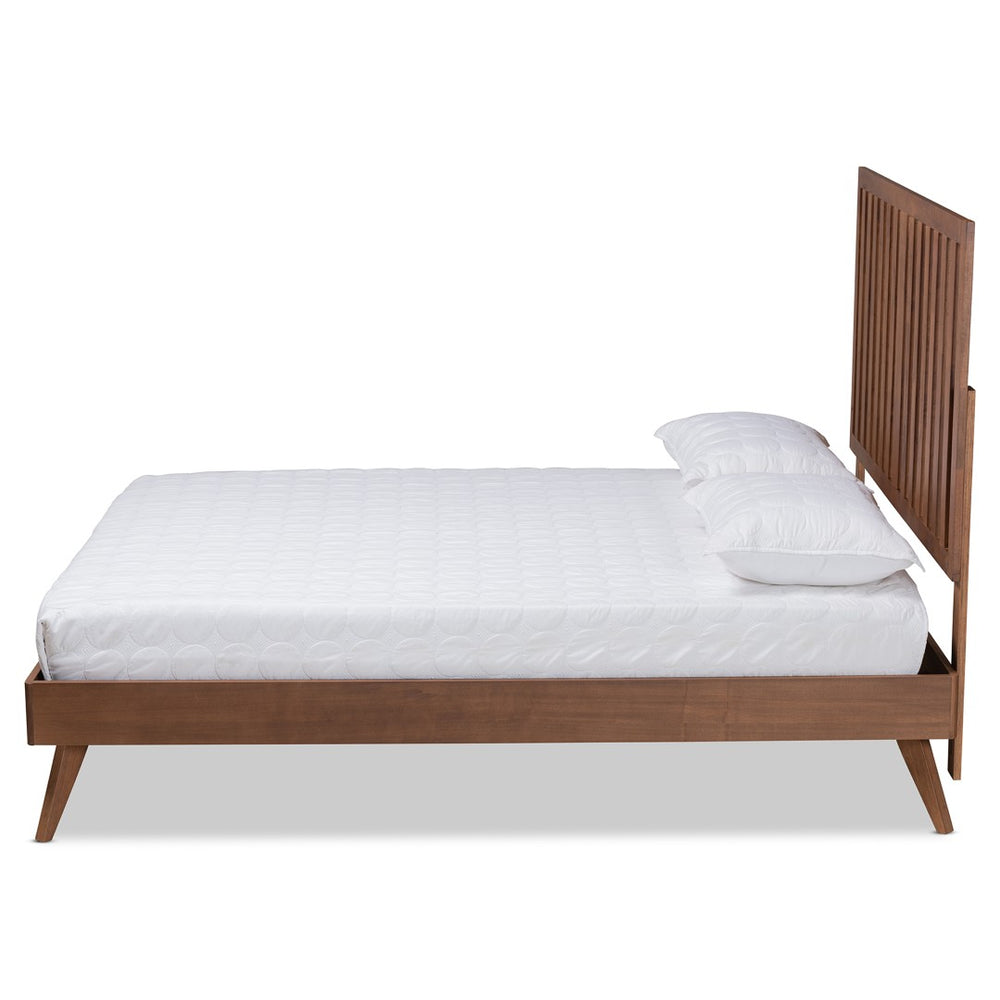 Baxton Studio Baxton Studio Saki King Size Platform Bed – Mid-Century Modern Walnut Finish with Adjustable Headboard Saki-Ash Walnut-King