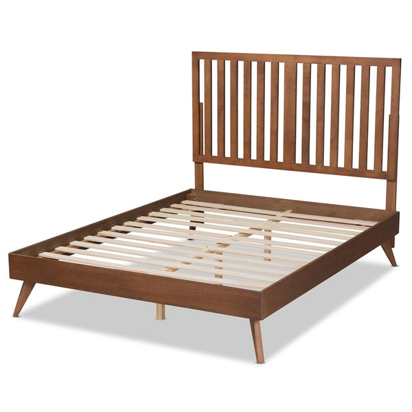 Baxton Studio Baxton Studio Saki Mid-Century Queen Platform Bed in Walnut Brown - Sleek, Stylish & Space-Saving Design Saki-Ash Walnut-Queen