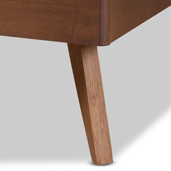 Baxton Studio Baxton Studio Saki King Size Platform Bed – Mid-Century Modern Walnut Finish with Adjustable Headboard Saki-Ash Walnut-King