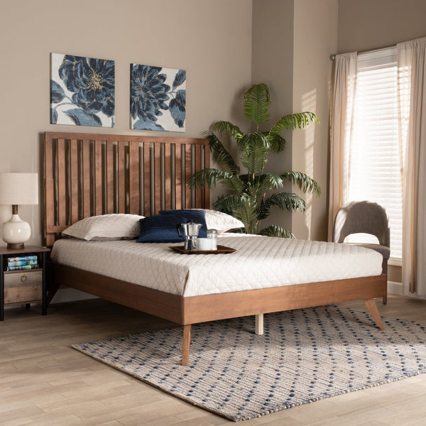 Baxton Studio Baxton Studio Saki Mid-Century Queen Platform Bed in Walnut Brown - Sleek, Stylish & Space-Saving Design Saki-Ash Walnut-Queen