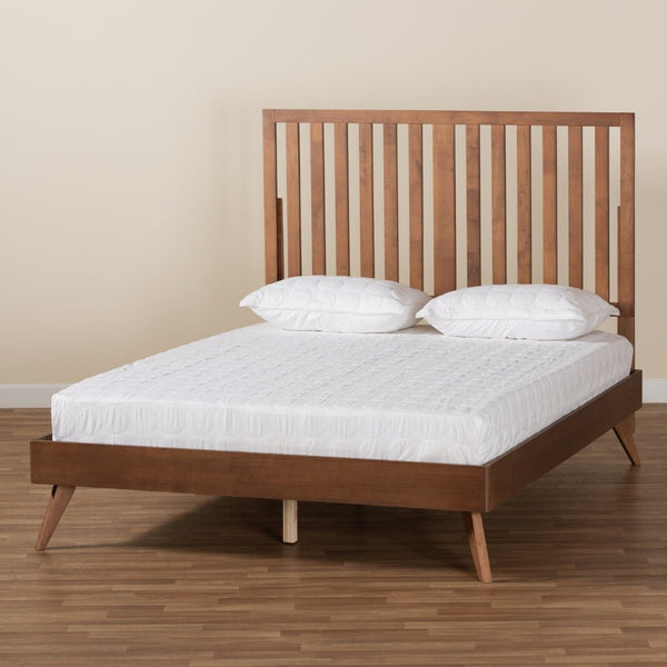 Baxton Studio Baxton Studio Saki Mid-Century Queen Platform Bed in Walnut Brown - Sleek, Stylish & Space-Saving Design Saki-Ash Walnut-Queen