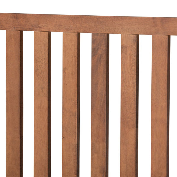Baxton Studio Baxton Marin Queen Size Platform Bed in Walnut Brown – Modern Design with Slatted Headboard Style Marin-Ash Walnut-Queen