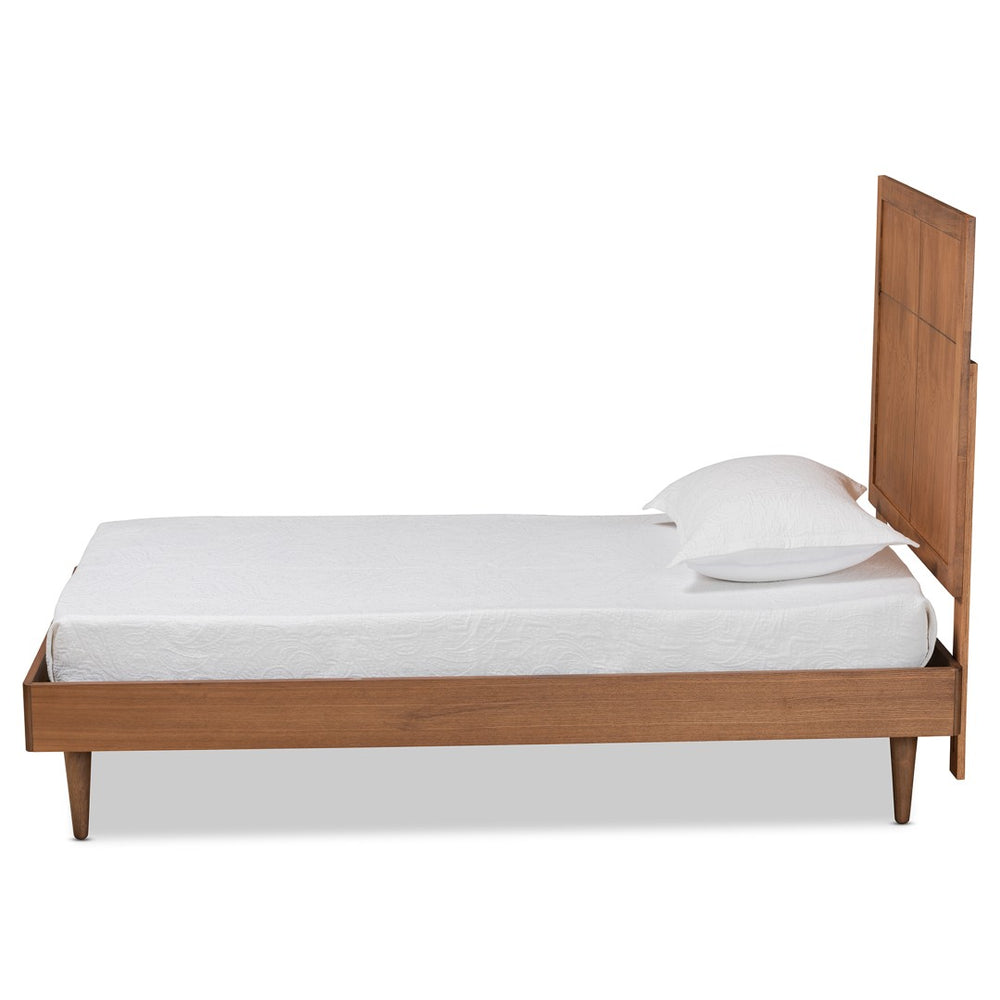 Baxton Studio Baxton Studio Rin Twin Platform Bed - Mid-Century Modern Design in Walnut Finish with Adjustable Headboard Rin-Ash Walnut-Twin