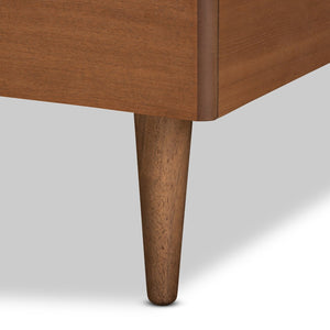 Baxton Studio Baxton Studio Rin Twin Platform Bed - Mid-Century Modern Design in Walnut Finish with Adjustable Headboard Rin-Ash Walnut-Twin